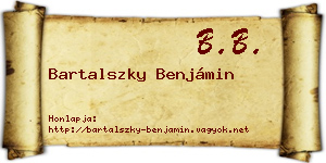 Bartalszky Benjámin névjegykártya